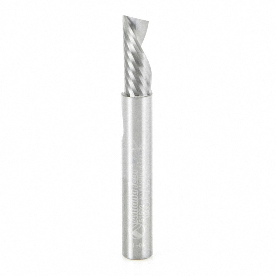 Amana Tool D 1/4 Inch O-Flute Downcut Spiral Router Bit for Aluminum with Zirconium Nitride Coating
