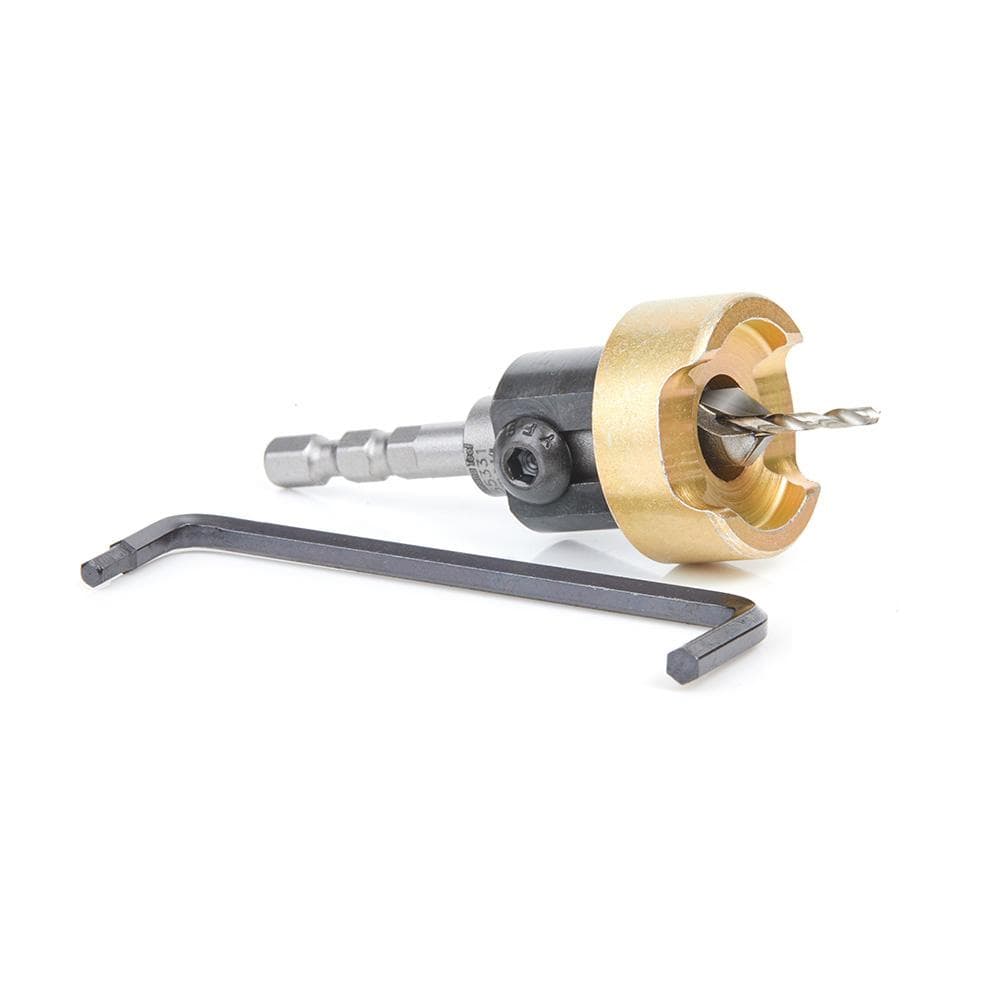 Amana Tool 55334 Countersink Carbide Tipped 82 Degree Countersink with Adjustable Depth Stop and No-Thrust Ball Bearing