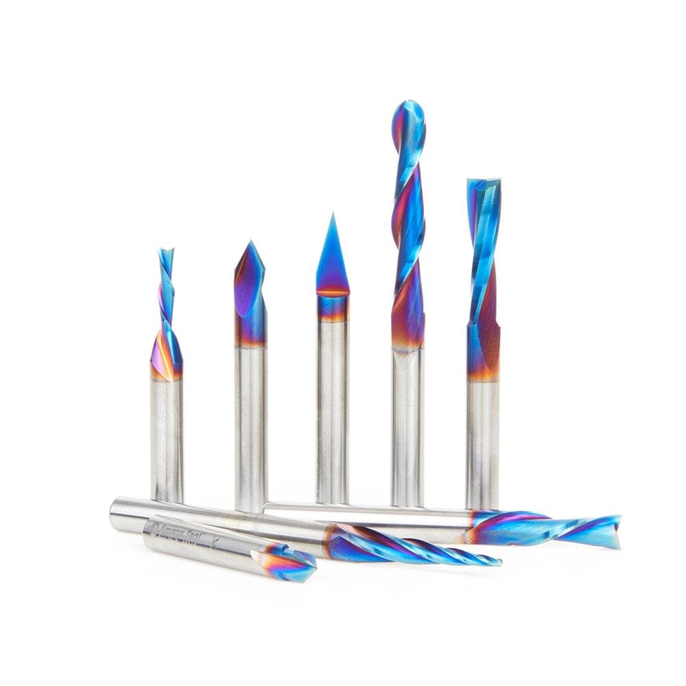 Amana Tool AMS-221-K CNC Router Bit 8-Pc CNC General Purpose III Spektra™ Set, 1/4 Inch Shank