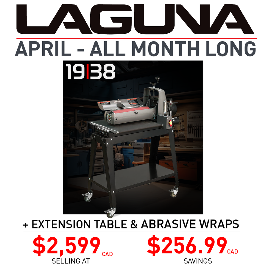 Laguna 19-38 Drum Sander Package with Infeed/Outfeed Tables + Assorted Abrasives - SUPMX-71938-D-P