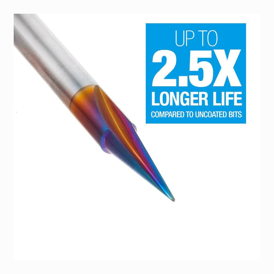 Amana Tool 45783-K CNC Router Bit Solid Carbide Carving Liner 18 Deg x 1/4 Diameter x 5/8 x 1/4 Inch Shank x 1-Flute Spektra™ Extreme Tool Life Coated Router Bit