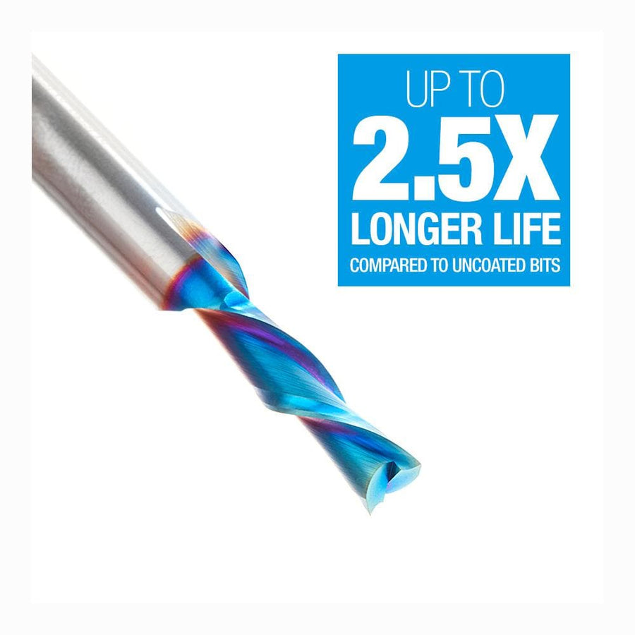 Amana Tool 46201-K CNC Router Bit Solid Carbide Spektra™ Extreme Tool Life Coated Spiral Plunge 3/16 Diameter x 3/4 x 1/4 Inch Shank