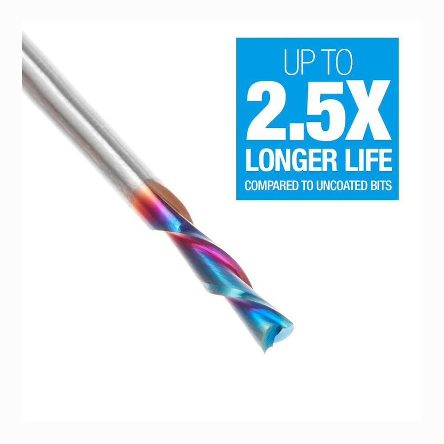 Amana Tool 46227-K CNC Router Bit Solid Carbide Spektra™ Extreme Tool Life Coated Spiral Plunge 1/8 Diameter x 1/2 x 1/8 Inch Shank