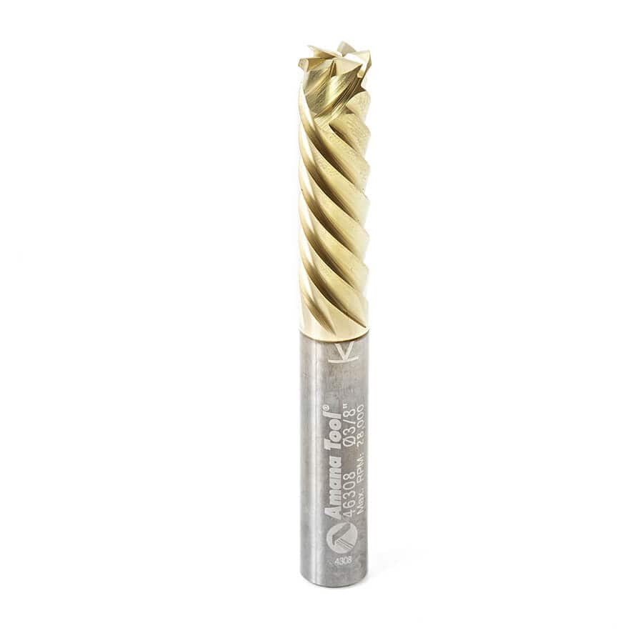 Amana Tool 46308 CNC Router Bit CNC Compression Solid Carbide ZrN Coated Honeycomb Cutting 3/8 Diameter x 1-1/4 x 3/8 Shank x 6-Flute