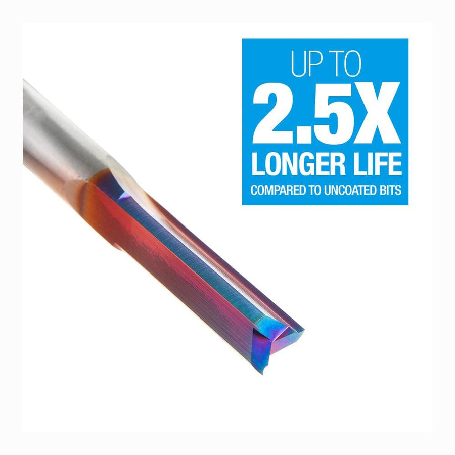 Amana Tool 46483-K CNC Router Bit Solid Carbide Spektra™ Extreme Tool Life Coated Double Straight Flute Plastic Cutting 1/4 Diameter x 1 x 1/4 Inch Shank