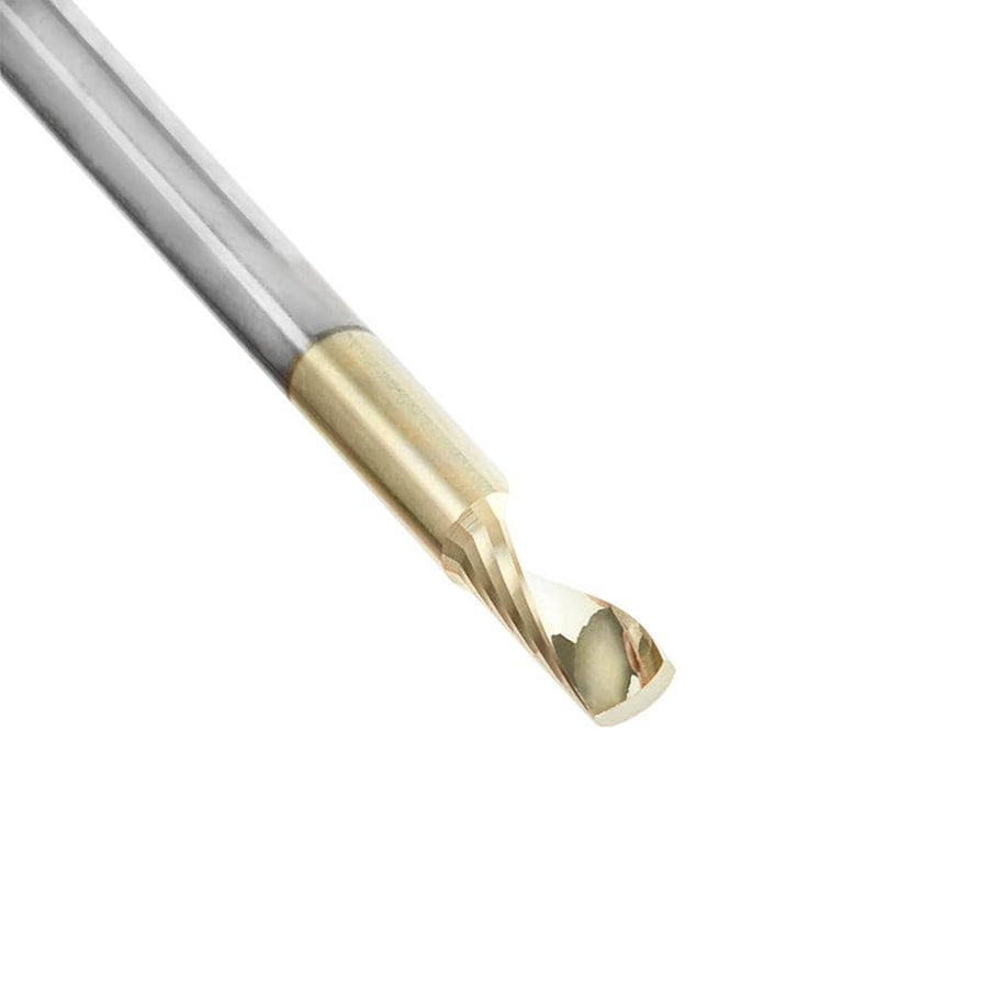 Amana Tool 51406-Z CNC Router Bit Solid Carbide CNC Spiral 'O' Flute, Aluminum Cutting 1/8 Diameter x 5/16 x 1/8 Shank Up-Cut ZrN Coated Router Bit
