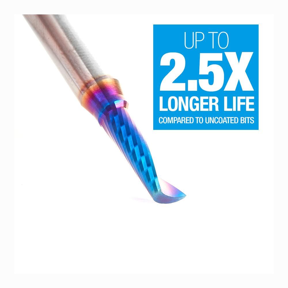 Amana Tool 51417-K CNC Router Bit Solid Carbide CNC Spektra™ Extreme Tool Life Coated Spiral 'O' Single Flute, Plastic Cutting 3/16 Diameter x 5/8 x 1/4 Shank x 2 Inch Long Up-Cut Router Bit