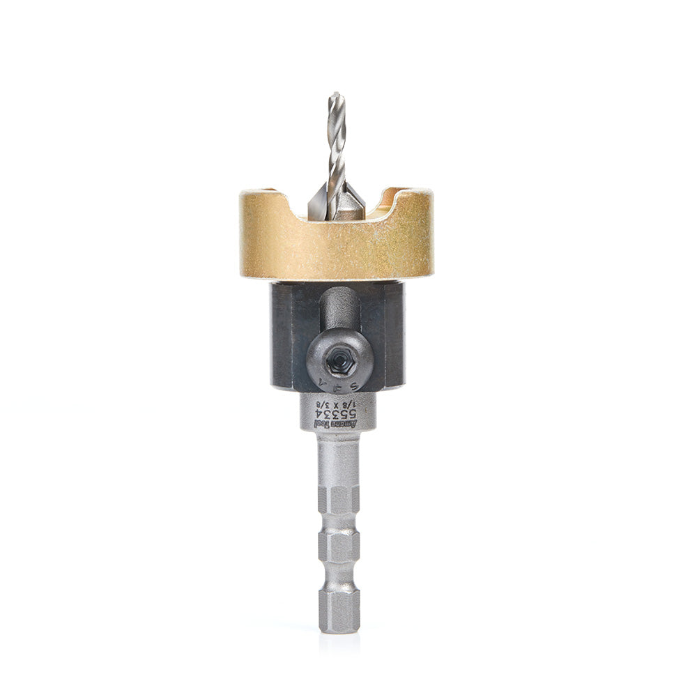 Amana Tool 55334 Countersink Bit Countersink with Adjustable Depth Stop #6