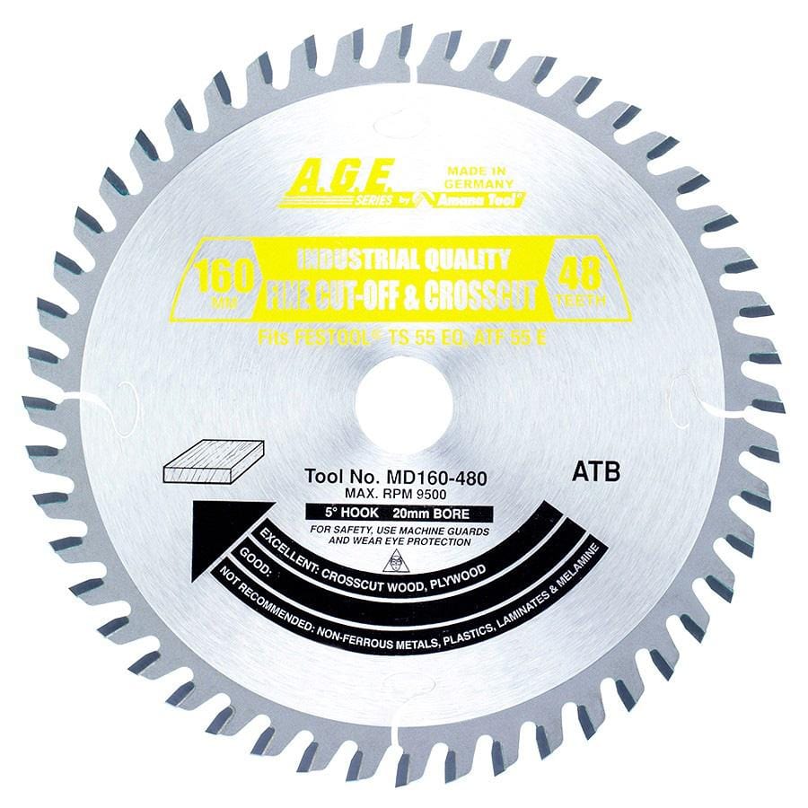 Amana Tool MD160-480 Saw Blade Carbide Tipped Saw Blade 48T ATB 160mm x 20mm Bore