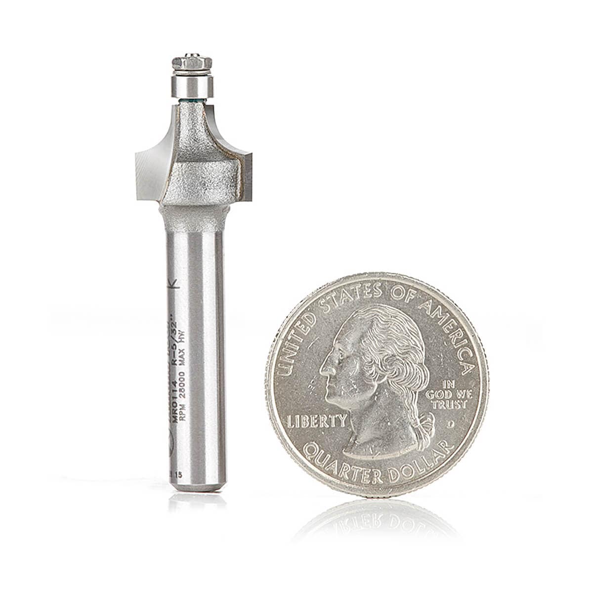 Amana Tool MR0114 Router Bit Carbide Tipped Miniature Corner Rounding Bit 5/32" Radius x 1/2" Diameter x 3/8" x 1/4" Shank