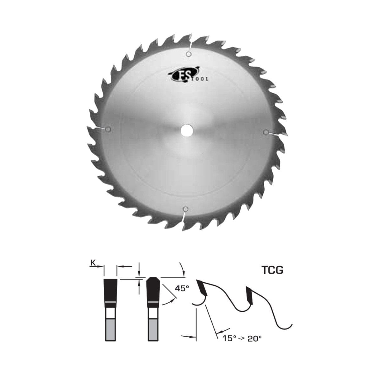 FS Tool L22306-30PH Saw Blade Glue Line Rip Blade 12" 36 Tooth - 30mm Bore