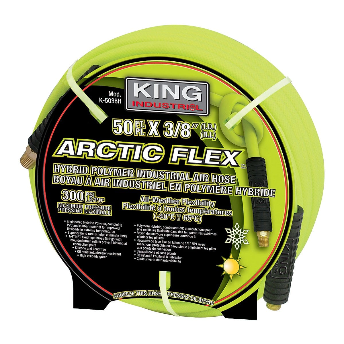 King Industrial K-5038H Air Compressor 3/8" x 50' Hybrid Polymer Air Hose