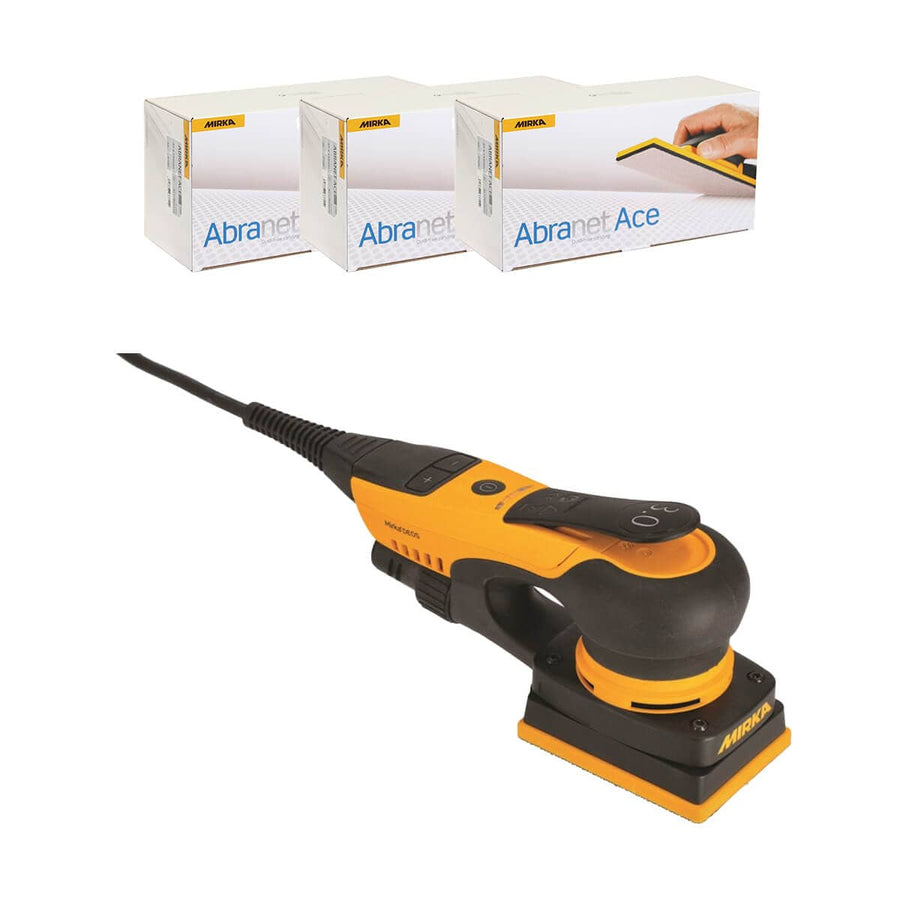 Mirka MCA-DEOS34ACE Random Orbital Sander Deos 343XCV 3" x 4" Orbital Sander Package with Abranet Ace Abrasive