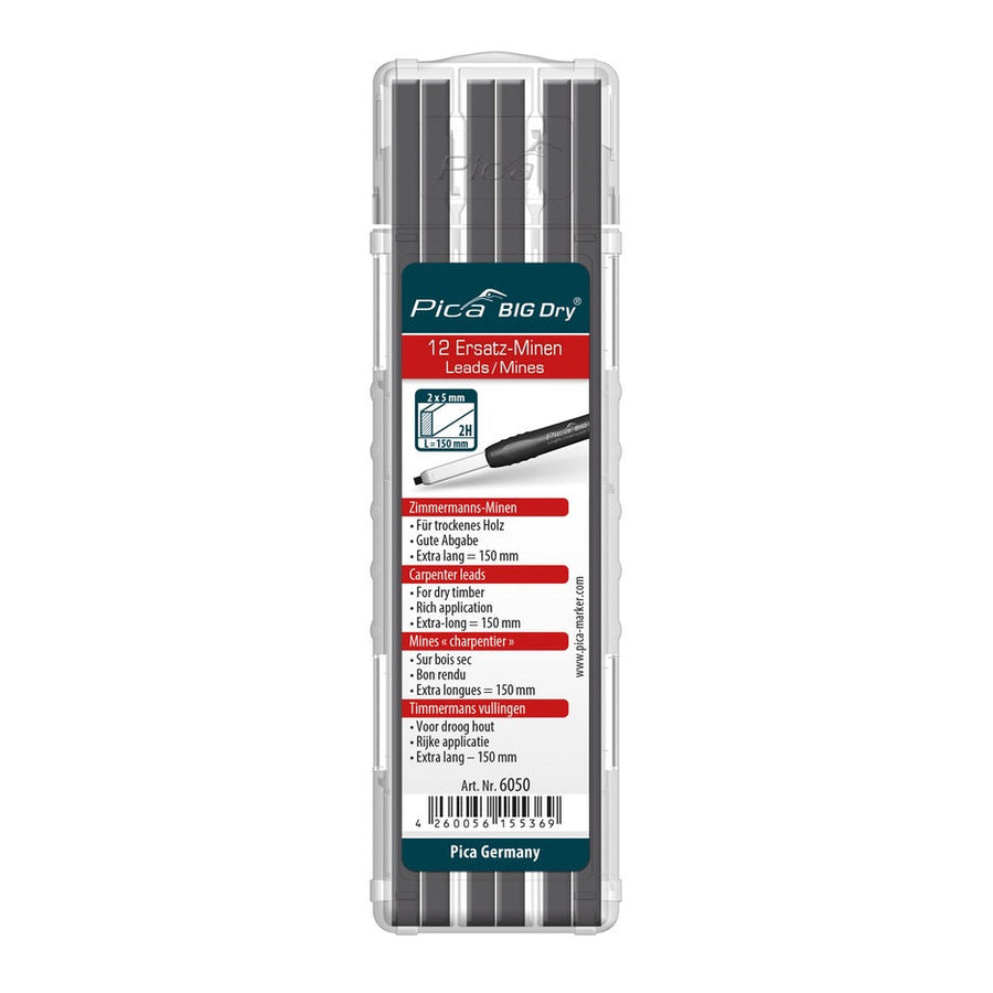 Pica 6050 Marking Tools Pica Big Dry 2H Carpenter Refill Set