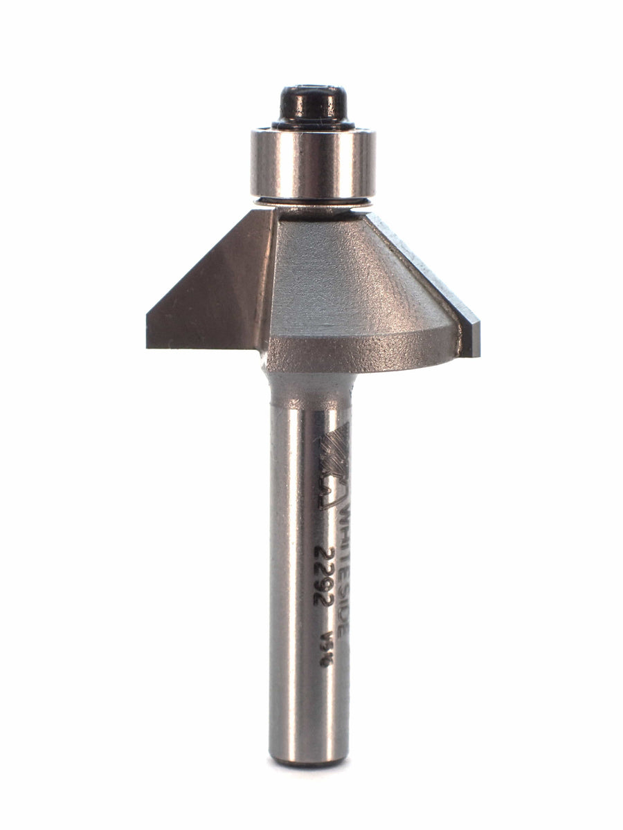 WHITESIDE 2292 Form Router Bits WHITESIDE 2292 - Chamfer Bit 45 Degree 7/16 CL 5/16 CH 1" Large Dia 1/4SH 2FL